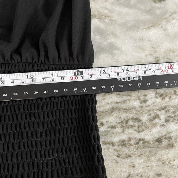 Zara NWT Blogger Favorite Puff Sleeve Dress Womens Sz S Smocked Bodycon Keyhole - Picture 12 of 14